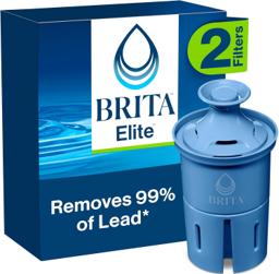 Brita Elite Water Filter Replacements for Pitchers and Dispensers, BPA-Free, Reduces 99% of Lead, Lasts Six Months or 120 Gallons, Includes 2 Pitcher Replacement Filters